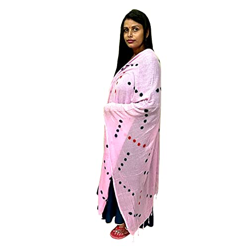 Dupatta coton femme rose clair contre la fraîcheur des soirées