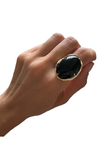 Agate ovale bague alliage ajustable : bijou pierre naturelle tendance