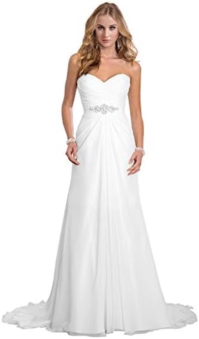 Dreambridal Simple A Line Chiffon Bride Wedding Dresses White US 22W