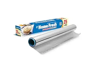 Home Fresh Aluminium Foil - 25 Meter (11 Microns) | Food Packing, Wrapping, Baking, Storing and Serving