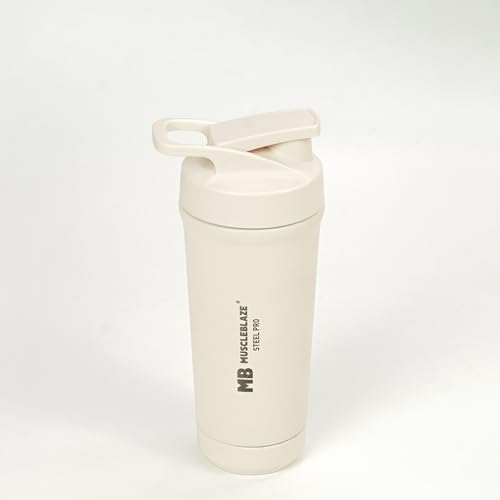 MuscleBlaze Stainless Steel Gym Shaker, 700ml, Beige - Image 4