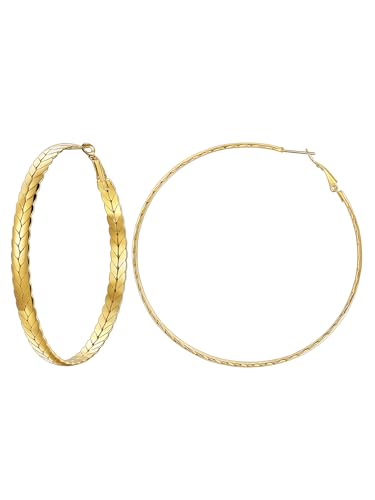 Créoles Femme FOCALOOK Boucles d'Oreilles Anneaux Plats pour Vos Looks