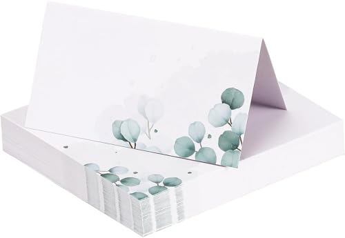 Arcjunys - Arcjunys Wedding Place Cards With Leaves Pattern - Double Sided Tent Cards for Table Setting Decorations - 50 Pieces