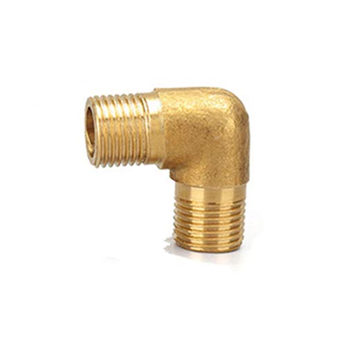 Qinlu-Brass Connector Hose Fitting 90 Deg Brass Elbow Pipe Fitting Connector Coupler For Water Fuel Copper Adapter, 1/8