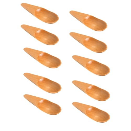 10個 ミニスプーン 天然木製 短いハンドル ティースプーン コーヒー スプーン デザートスプーン 小さな木スプーン 茶砂糖塩調味料スプーン食器 (木の色)