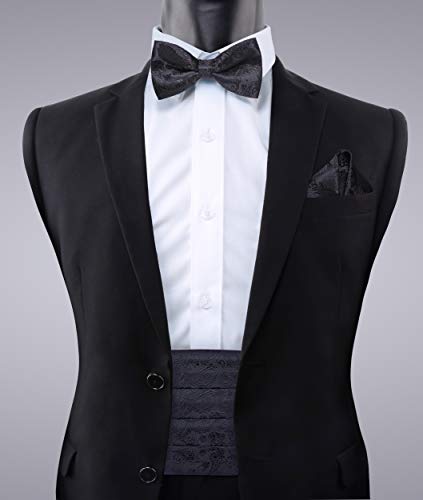 Image of Alizeal Mens Multicolored Silk Solid Cummerbund Bow Tie Set