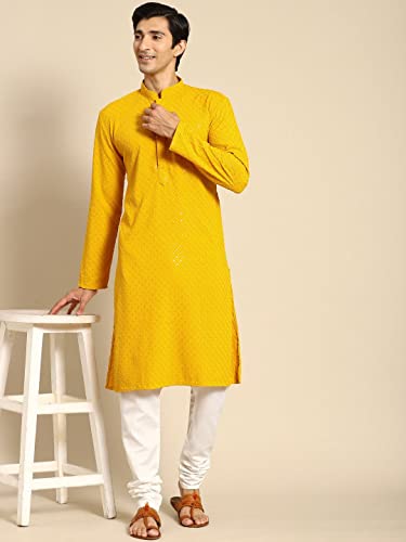 Image of Rajubhai Hargovindas Men Chikankari and Sequin Work Kurta