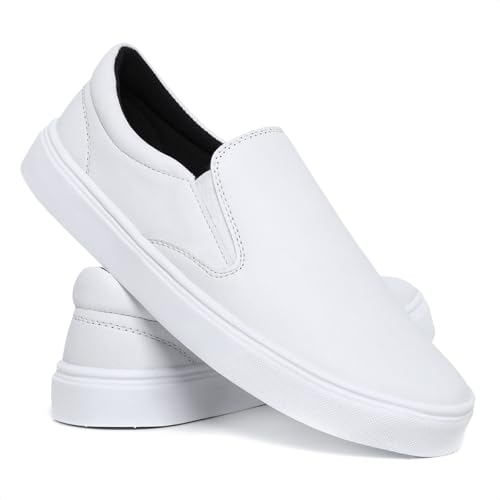 Sapato Tênis Slip On Branco Enfermagem Sapatênis Iate Casual Sem Cadarço Calce Fácil Confortável (Br