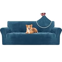 CYCMACO Housse De Canape Velour 3 Places, Housse Canape Extensible avec Accoudoirs, Universelle Sofa Cover Ant