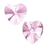 20pcs 10mm Heart Crystal Pendant Drop Beads October Pink Birthstone Charms for Jewelry Craft Making BB15-10