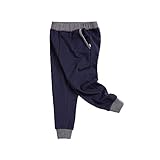  felix & mina Trainingshose in klassischen Herbst - Kontrastfarben in Marineblau mit grauem Bündchen, 116-122