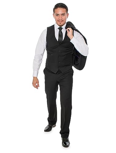 Elegant Men's Black Two Button Three Piece Suit (60 Regular)4