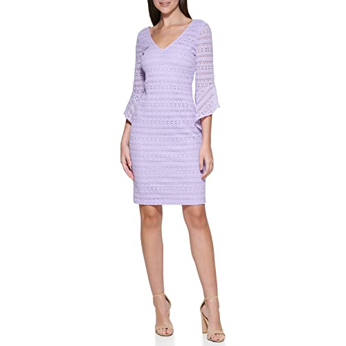 kensie purple dress Kensie Women's Purple Crewneck 3/4 Sleeve Lace Sheath Dress Size 0