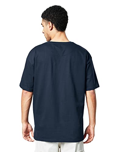 Image of The Souled Store Men Official Looney Tunes: Wile E.Coyote x Bad Decisions Navy Blue Printed Oversized T-Shirts