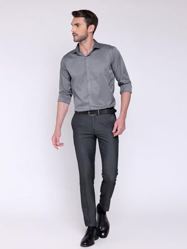 Image of IndoPrimo Men's Satin Shirt with Spread Collar Neck Line Solid Pattern Full Sleeves Regular Fit Western Style and Standard Length