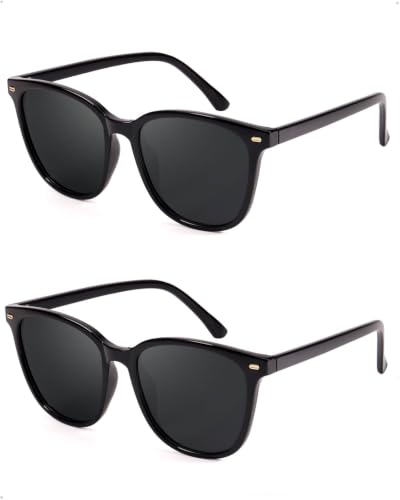 Image of 2 Packs Sunglasses for Women Polarized UV400 Protection Lens Big Frame Fashion Glasses Trendy Stylish Shade