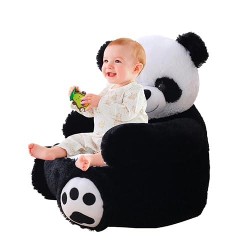 Sillón De Felpa Panda – Algodón Terciopelo 55cm | Sofá Con Reposabrazos Panda | Sofá Suave De Dibujos Animados | Cojín De Peluche De Animales | Juguete De Peluche Para Niños, Dormitorio, Sala De Juego