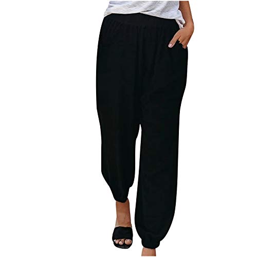 Rusaly Damen Sommer Lang Frauen Yogahose Frauen Warme Gefüttert Jogginghose Damen Casual Sporthose Basics Sweathose High Waist Trainingshose mit Bündchen Sportlich Jogger Fleece Hosen Cover