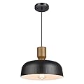 Darkaway Industrial Pendant Light Fixtures Ceiling Hanging with Hammered Metal Shade, Black Pendant Light for Kitchen Island Lighting Hanging Lamp Adjustable Height, Medium
