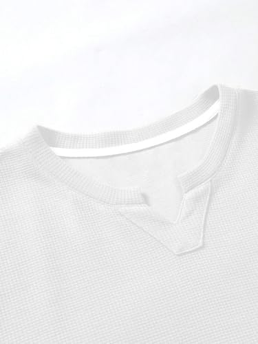 Image of TAGDO Men's Waffle Knitted V Neck|T Shirt for Man|Waffle|Cotton|Casual| Regular Fit Tees (2012)