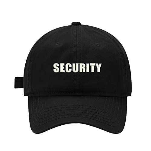 LexiuYibai Mens Baseball Caps Security Embroidered Adjustable Washed Cotton Dad Hat (Black 7 1/2)