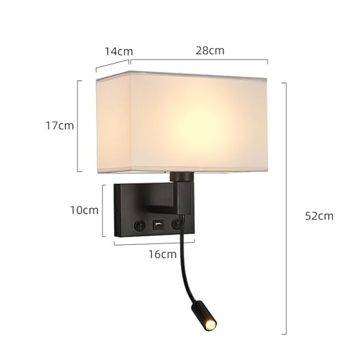 Aplique de pared con carga usb y lampara flexible de lectura orientable de 360 5