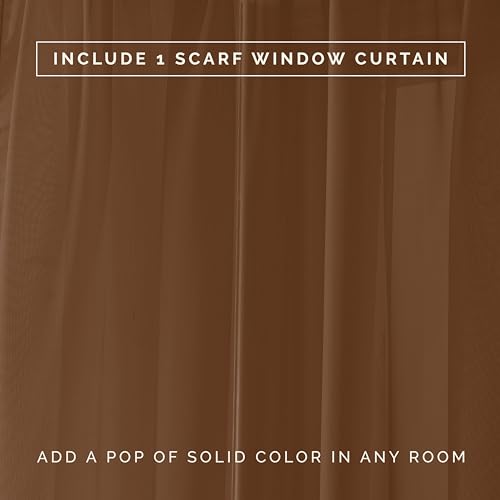 Elegant Comfort 140RW-SCARF-SHEER-BROWN Lightweight Sheer Voile Window Scarf Valance - 216 Inch Long - 1 Panel Long Sheer Curtain thumb #3