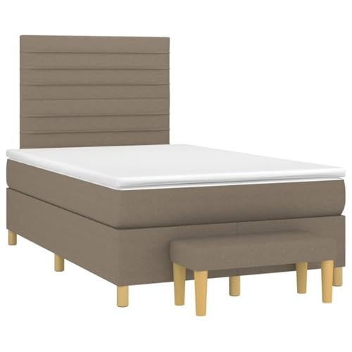 Genérico Cama Box Spring con colchón Tela Gris Taupe 120x190 cm,Mobiliario,Camas y Accesorios,Camas y somieres-3270415
