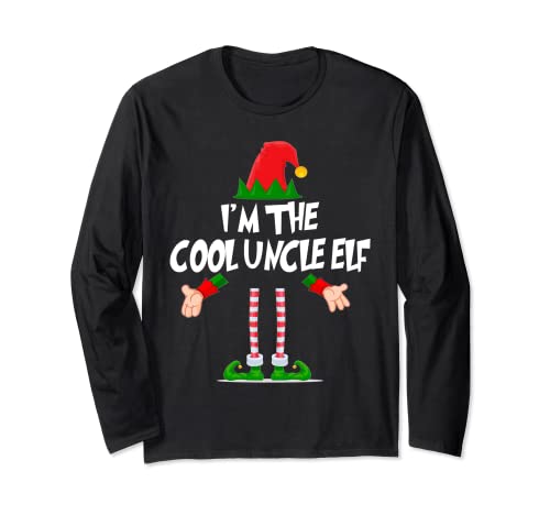 Camiseta de Elfo de Navidad con texto "I'm The Cool Uncle Elf" Manga Larga