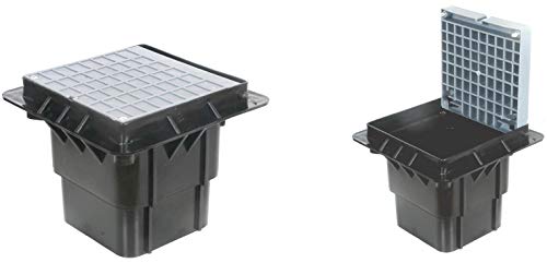 Image of Earth Inspection Housing /Earth Pit Chamber with Lid, Black & Gray, Square | 24.5 cm x 24.5 cm, Built-in Locks, Use with Earth Rods and Lug, Indoor or Outdoor Use