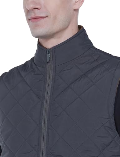 Image of Qube By Fort Collins Men's Sleeveless Jacket - Diamond Quilted Padded Vest for Men | Full Zip High Neck Half Jacket with Stand Collar & Side Pockets for Winter Wear, Office, Travel & Daily Use