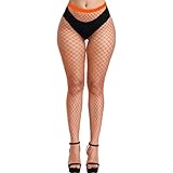Orange Fishnet Stocking for Women, PLULON High Waist Tights Women Fishnet Tights Neon Fishnets Pantyhose Stockings