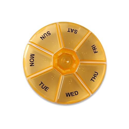 Pill Organizer Weekly | Round Pill Organizer | Daily Pill Organizer | Kids Pill Organizer | Travel Pill Box | Vitamin Holder Organizer | Vitamin Organizer 7 Day | Pill Box Organizer, 4AST Colors