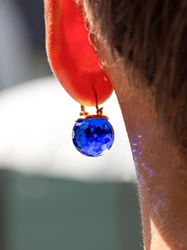 Image of Crystal Earrings for Women, Sparkly Austrian Crystal Disco Ball Earrings, 18K Gold Plated Post Drop Earrings with Colorful Spheres, Hypoallergenic & Lightweight, Ideal Gift for Her
