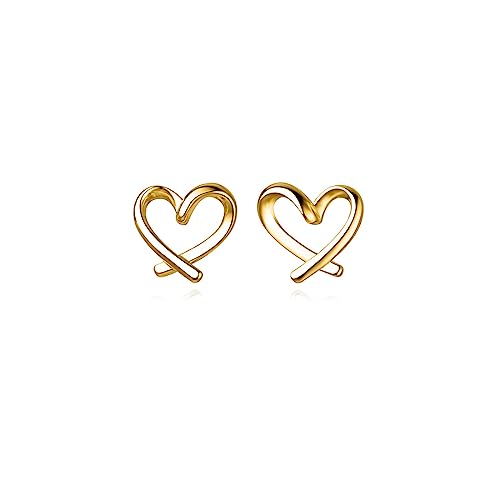 Reffeer 925 Sterling Silver Love Heart Cuff Earrings Wraps For Women Girls Heart Clip On Earrings Non Piercing (B-Yellow Gold) #TOP8