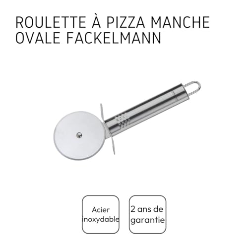 Foto von Fackelmann Pizzaschneider, Pizzaroller aus Edelstahl, robuster Küchenhelfer mit scharfem Schneiderad (Farbe: Silber), Menge: 1 Stück