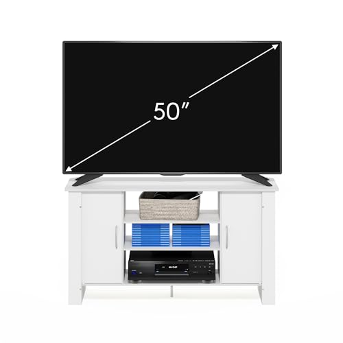 Centre multimédia Furinno ECON support TV blanc pour salon et petit espace - 5