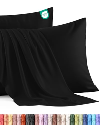 Utopia Bedding 2 Pack Pillow Cases OEKO-TEX Standard Size 50x75 cm 100% Brushed Microfiber Housewife Pillowcases with Envelope Closure, pillows not included, Wrinkle, Fade, & Stain Resistant - Black