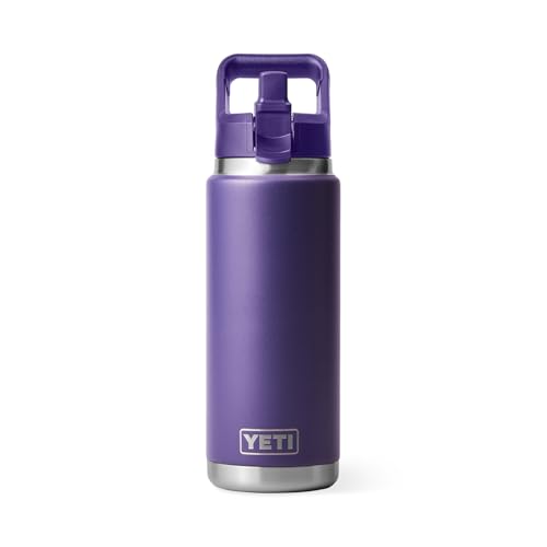 Image of YETI Rambler 26 oz Bottle, Vacuum Insulated, Stainless Steel with Color Matching Straw Cap