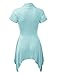 WT1120 Womens Cross V Neck Short Sleeve Empire Line Panel Tunic Top L Aqua