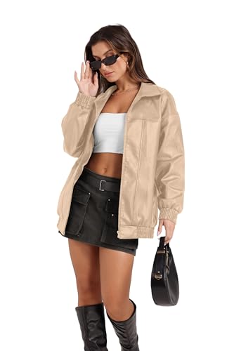Image of Sampeel Leather Jacket Women Faux Oversized Motorcycle Bomber Coats 2026 Fall Fashion Outfits Winter Clothes
