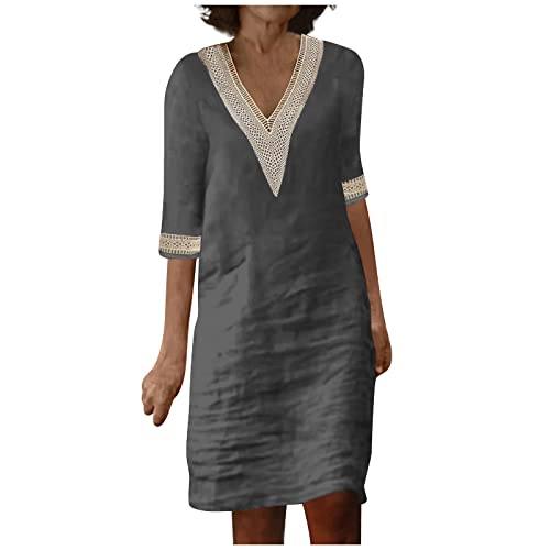 OIOLOYJM Plus Size Summer Dresses for Women 2025 Plus Size Dresses for Curvy Women 3/4 Sleeve Casual Boho Kaftan Dresses