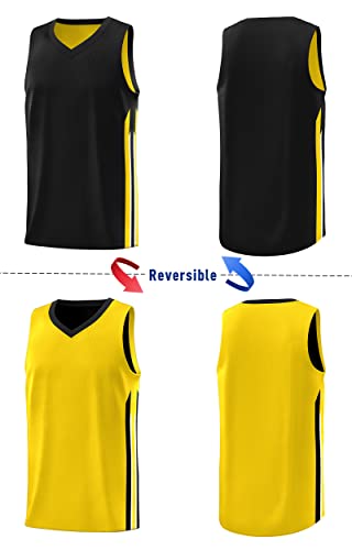 KXK Men's Blank Reversible Basketball Jersey Team Uniform Athletic Hip Hop Basketball Shirts S-4XL