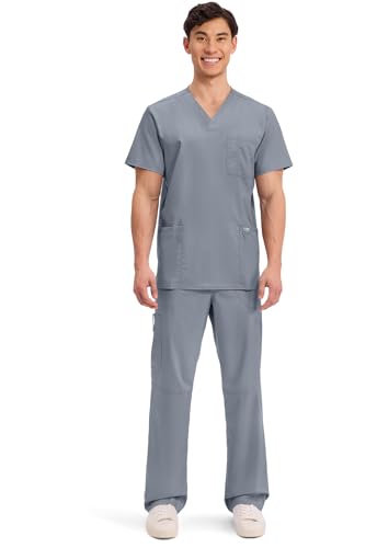 Image of Cherokee WW Revolution V-Neck Scrub Top for Men with 3 Pockets