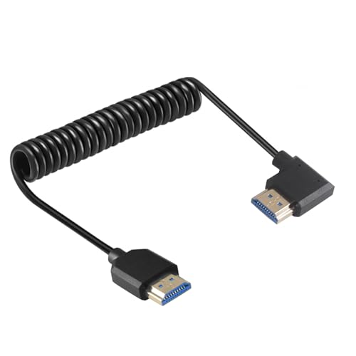 Danfetsoy 8K Angle droit HDMI Câble enrouleur 1Ft-4Ft, HDMI Câble en bobine mâle à mâle 48Gbps Support 8K@60Hz adapté aux ordinateurs, moniteurs, projecteurs (angle droit)