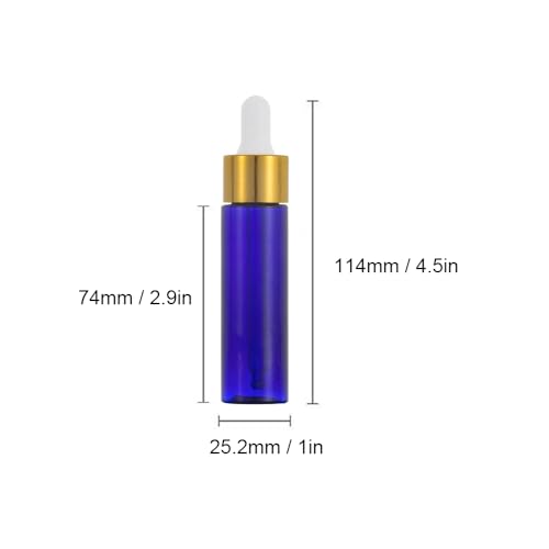 SKYPRO 10Pcs Blue Dropper Bottle 30ML Plastic Eye Dropper Bottles for Essential Oil Pipette Refillable - with Measured Pipette, Funnel and Labels