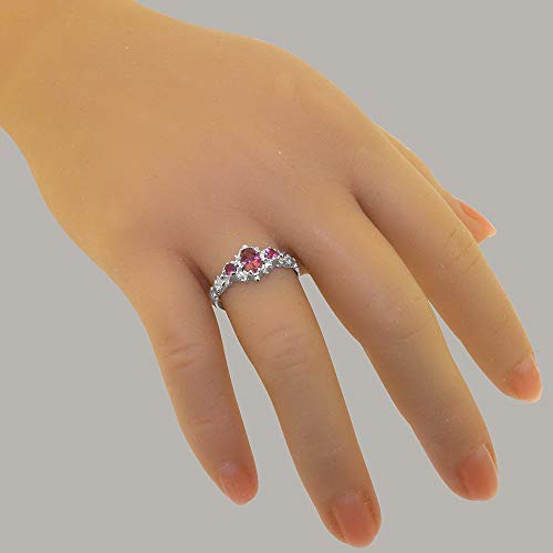 925 Sterling Silver Real Natural Pink Tourmaline Womens Statement Antique Ring - Size 8 #TOP4