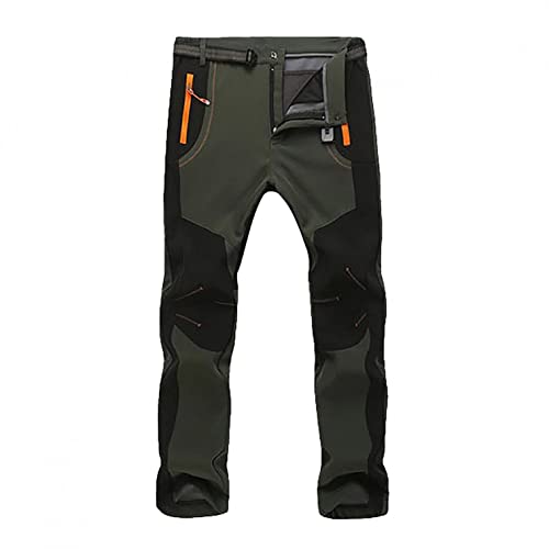 Holywim - Pantalones de senderismo para hombre, de gran tamaño, cómodos para hombre, pantalones cálidos, cortavientos, escalada para caminar, casuales, ejército verde, M