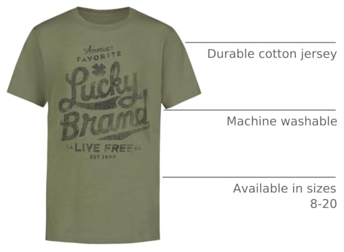 Image of Lucky Brand Boys' Short Sleeve Graphic Crew Neck T-Shirt, Soft, Comfortable, Relaxed Fit