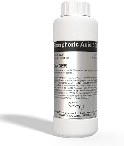 Phosphoric Acid 85% - High Purity Industrial Grade - Premium Multi-Purpose Use for Cleaning, Etching, Rust Removal, and More. (100mL)